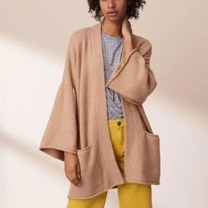 Lou & Grey tan cardigan sweater with bell sleeves